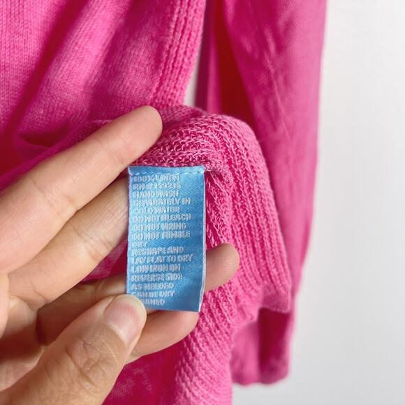 J McLaughlin Small Pink Linen Raglan Long Sleeve Sweater Lightweight Round Neck - Picture 9 of 9